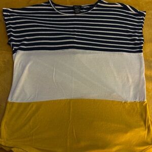 Rue21 Navy and White Striped Top
